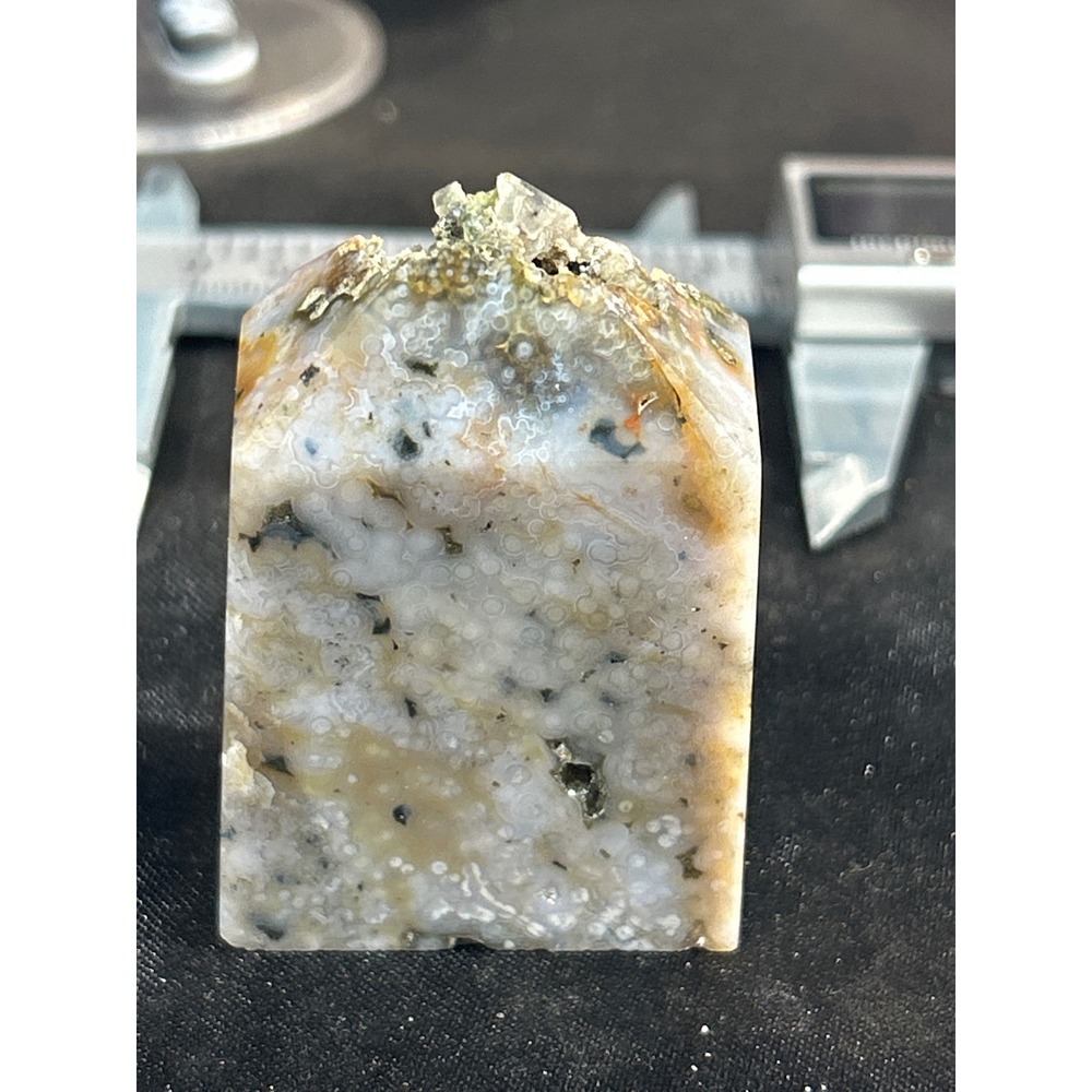 Ocean Jasper Tower Crystal Point Polished Stone with Druzy Pocket 2.09" #44 - Picture 4 of 5